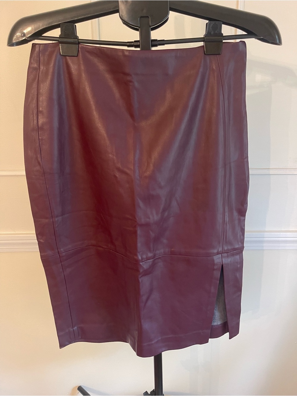 Ann Taylor Factory Burgundy Wine Faux Leather Pencil Skirt